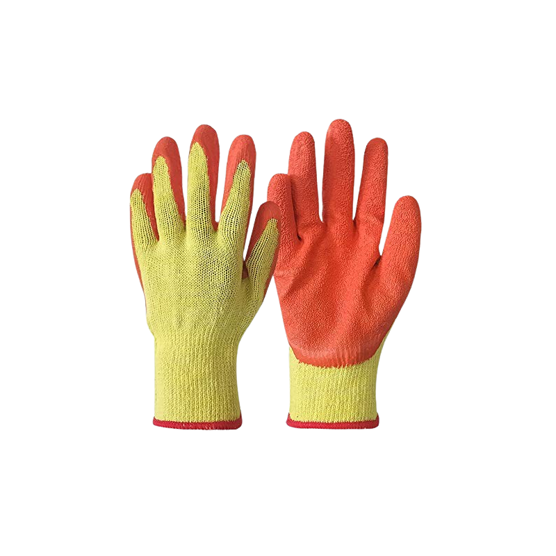 Latex coated gloves Orange and Yellow Cotton knitted